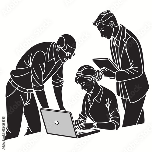 Business team collaboration laptop project meeting
