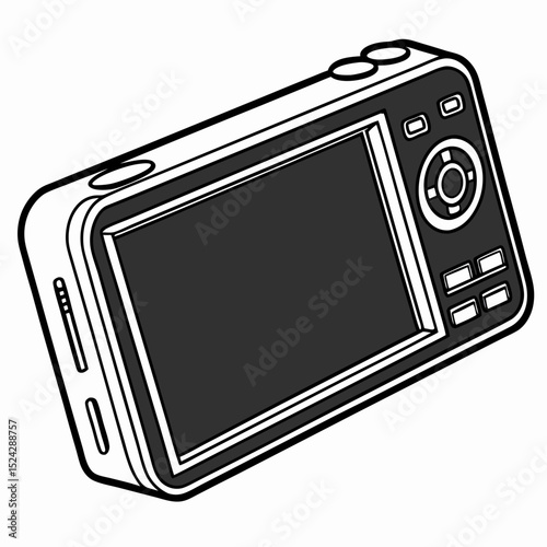 Digital camera icon black and white illustration
