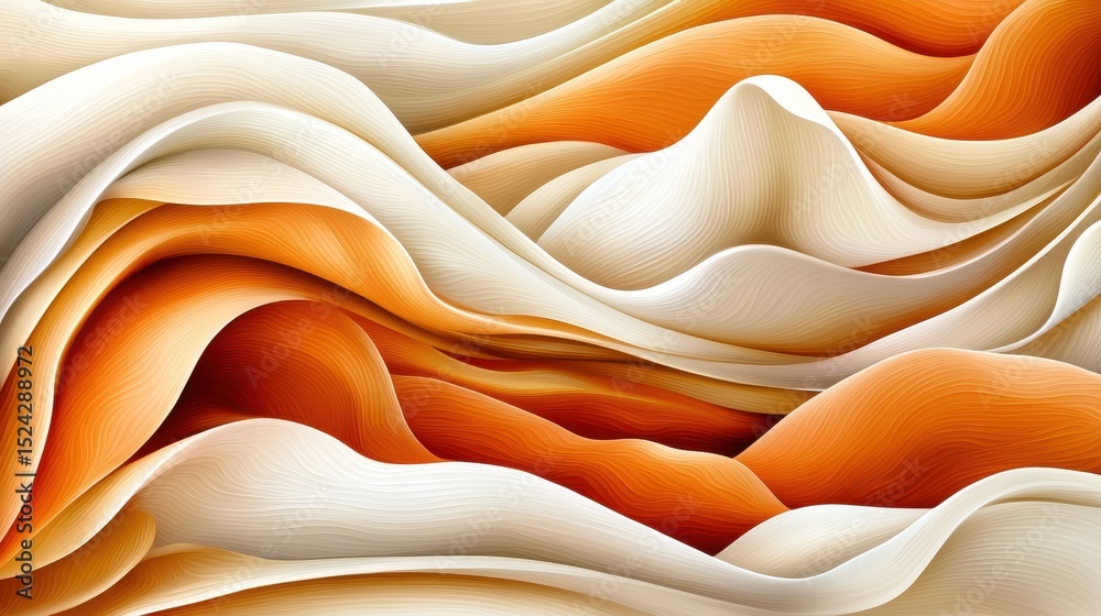 Fototapeta premium Abstract Orange and Off White Flowing Waves Texture