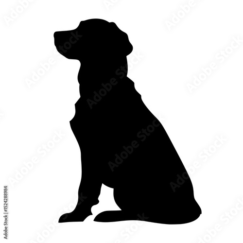 a black silhouette of a sitting dog on a transparent background black, dog, silhouette, sit , Generative art.