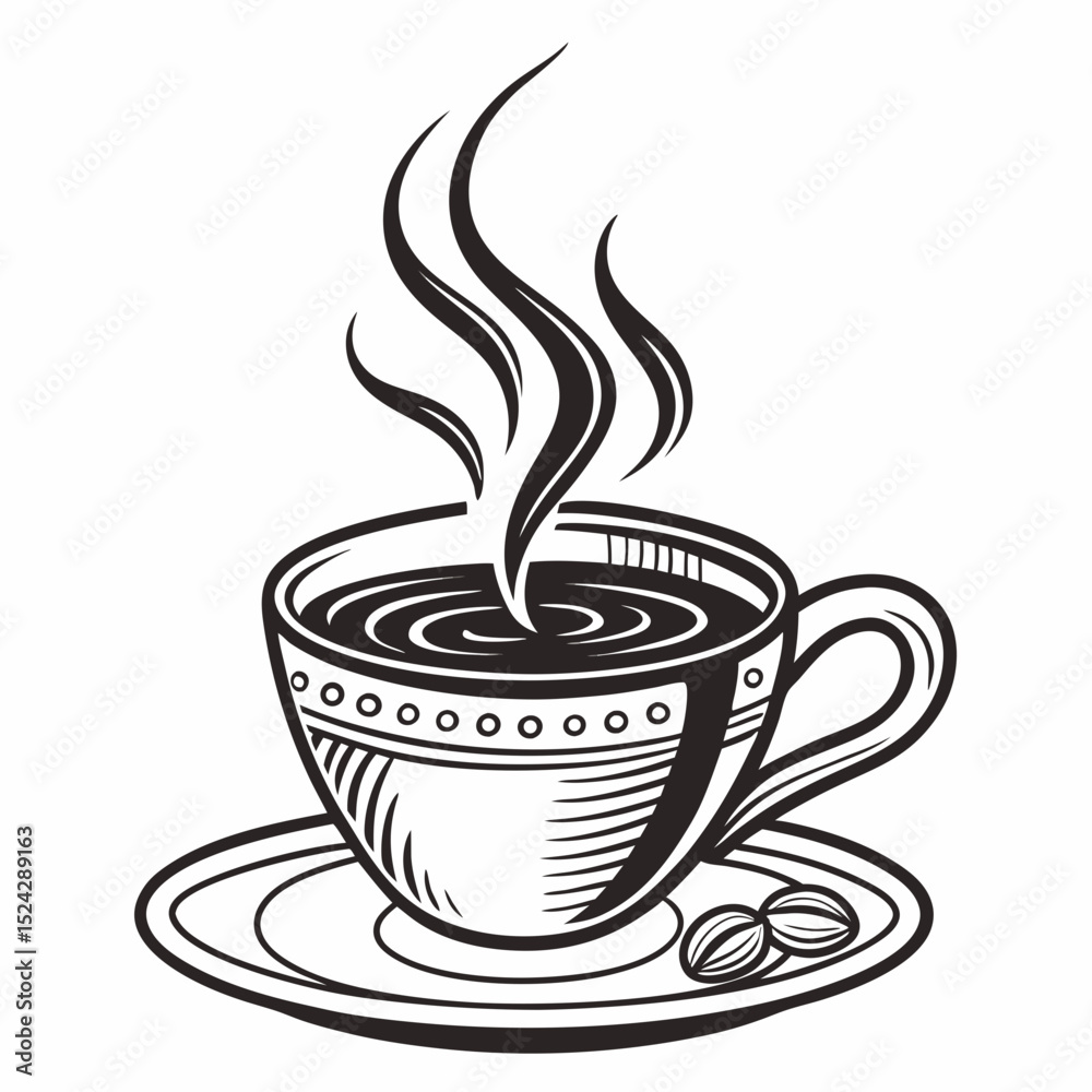 Obraz premium Aromatic coffee cup steaming hot drink