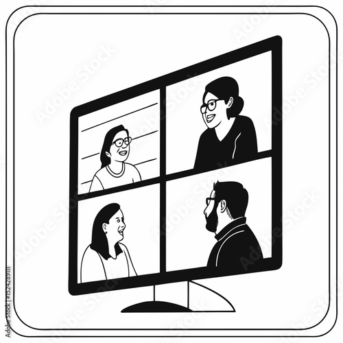 Online video conference meeting four people screen