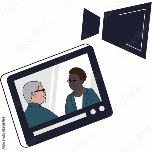 Online meeting diverse colleagues video conference