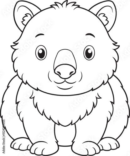 Adorable Common Wombat Coloring Page Cute Animal Illustration For Kids Vector Illustration