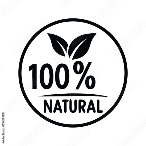100 percent natural product label isolated on white background