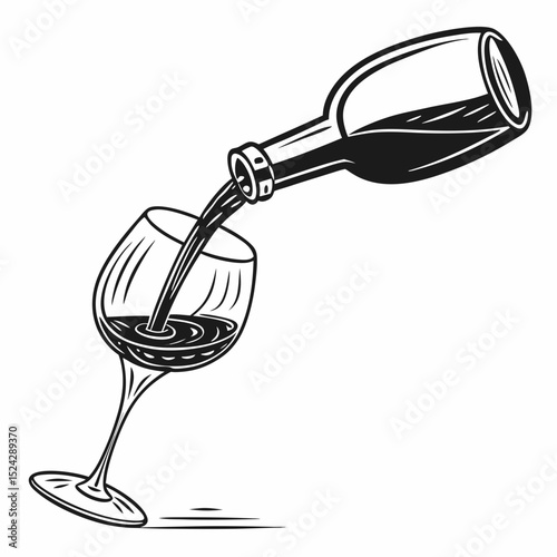Wine bottle pouring into elegant glass