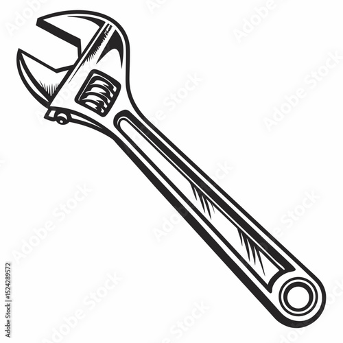 Professional adjustable wrench cutout transparent background