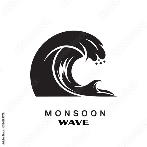 Abstract vector monsoon wave logo design on white background. 