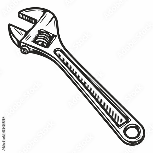 Professional adjustable wrench clipart isolated on white