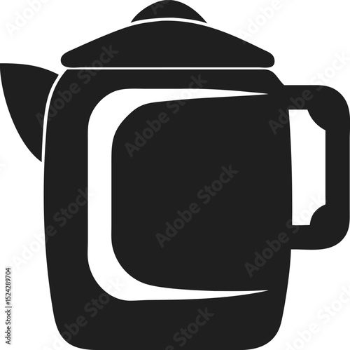 Teapot or kettle silhouette icon for hot beverages kitchen and liquid pouring