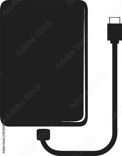 External hard drive silhouette for data storage and computer backup vector icon