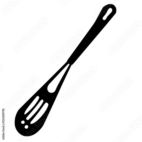a black and white icon of a spatula black, icon, silhouette, spoon , Generative art.