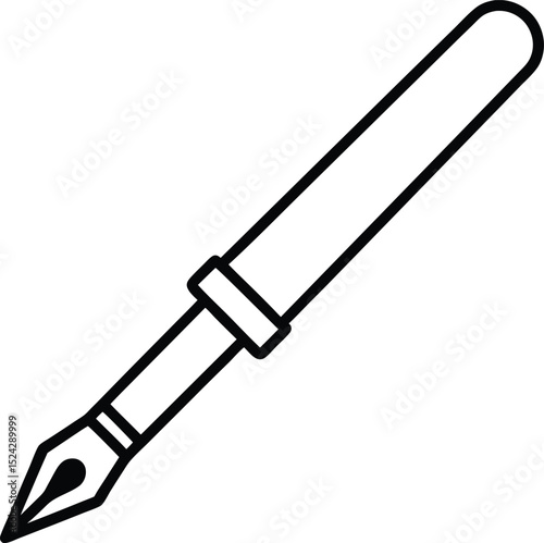 fountain pen icon line art vector illustration on transparent background
