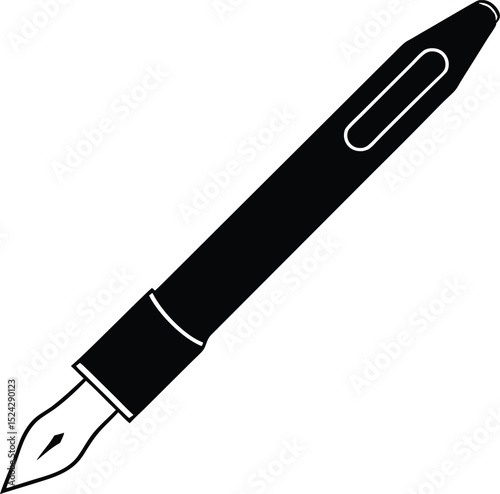 fountain pen icon line art vector illustration on transparent background
