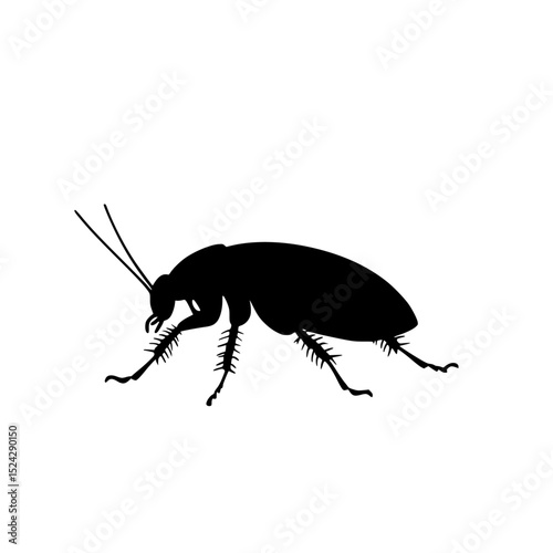 a black silhouette of a cockroach on a transparent background black, icon, insect, silhouette , Generative art.