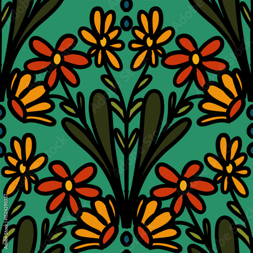 250606 colorful floral scribble seamless background