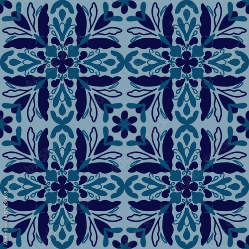 250607 blue tone floral scribble seamless background,seamless floral scribble pattern background, motifs floral hand drawn, scribble style, ogee pattern, design for seamless floral pattern, printing, 