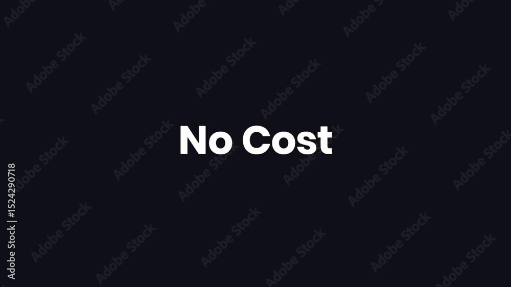 No Cost – 4K Animated Text on Black Background for Free Offer Promotions and Ads