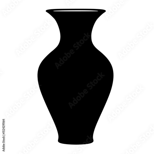 a black and white silhouette of a vase black, silhouette, vase , Generative art.