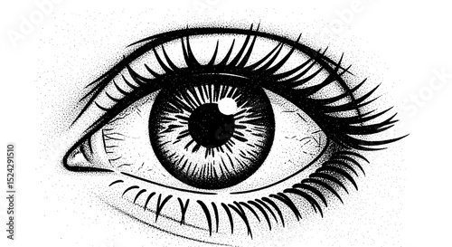 Detailed Eye Illustration – Surreal Stipple Art Drawing

