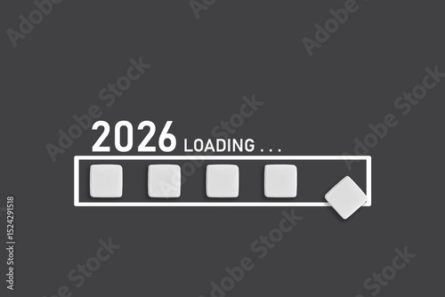 2026 Loading text on Dark Gray backdrop. Ideal for business planning, financial trends, and future economic concepts