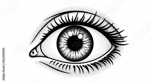 Surreal Human Eye – Stipple Drawing Black and White Art
