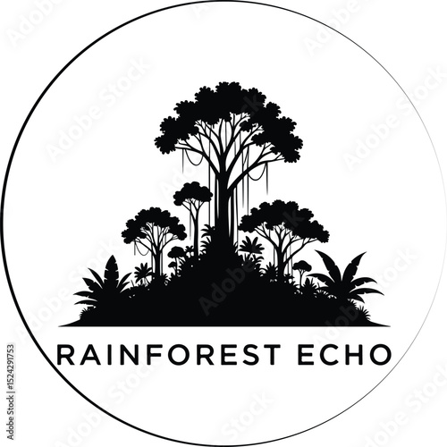 Rainforest echo logo design silhouette vector on white background. 
