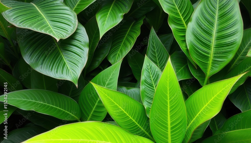Obraz premium Lush Green Tropical Leaves Background Texture