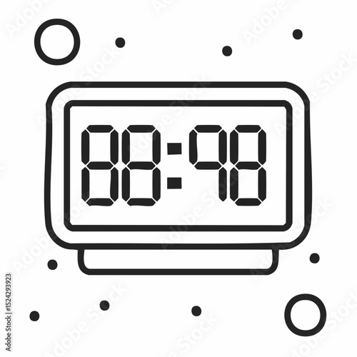 Digital Clock Icon Simple Line Drawing of a Modern Time Display