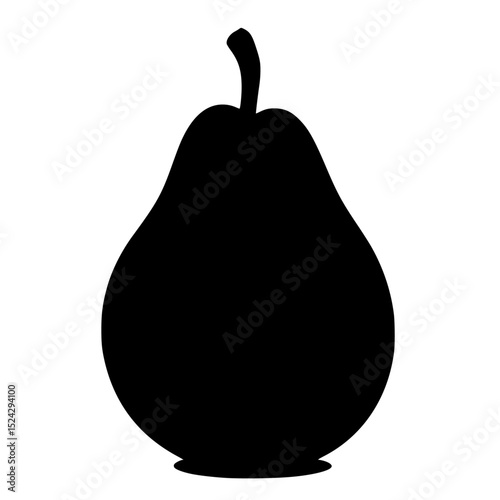 a black and white silhouette of a pear black, icon, pear, silhouette , Generative art.