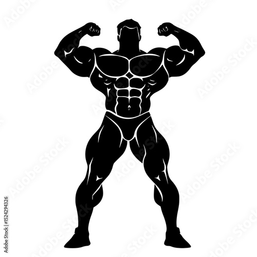 a black silhouette of a muscular man on a transparent background black, body, illustration, man, silhouette , Generative art.