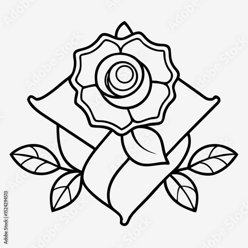 Black and White Rose Tattoo Design, Floral Tattoo Flash