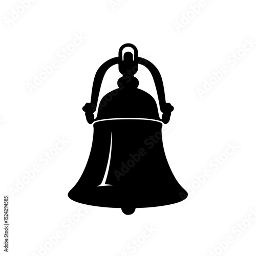 a black silhouette of a bell on a transparent background bell, black, flat, icon, silhouette, style , Generative art.