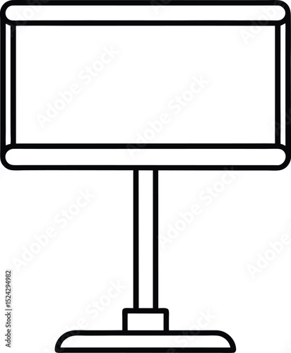 monitor stand icon line art vector illustration on transparent background
