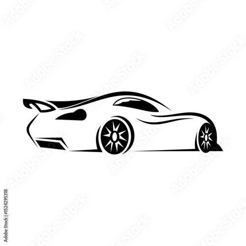 sports car vector logo colored silhouette on white background