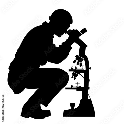 a silhouette of a man looking into a microscope black, look, man, microscope, silhouette , Generative art.