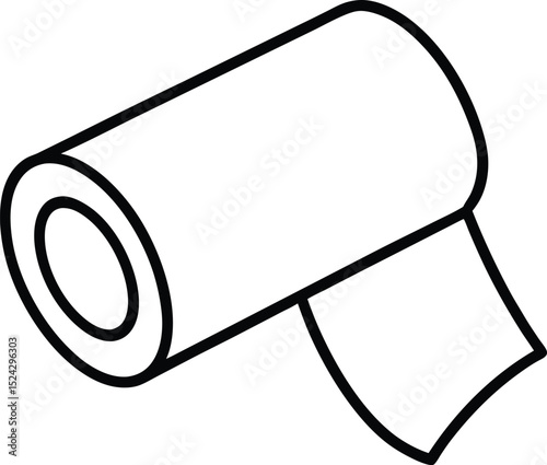 paper towel roll icon line art vector illustration on transparent background
