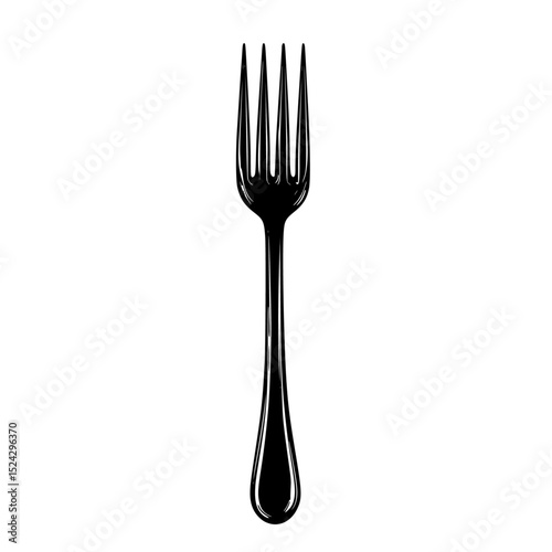 a black fork on a transparent background black, fork, silhouette , Generative art.