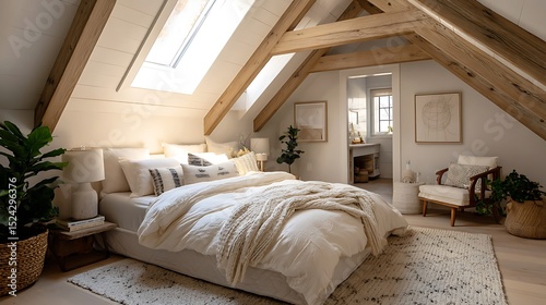 A Serene and Beautifully Designed Attic Bedroom Retreat photo