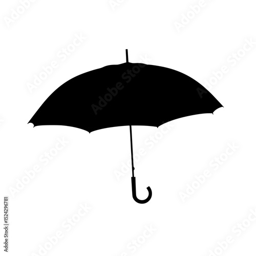 a black silhouette of an umbrella on a transparent background black, icon, open, silhouette, umbrella , Generative art.