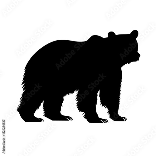a black silhouette of a bear on a transparent background bear, black, large, silhouette , Generative art.
