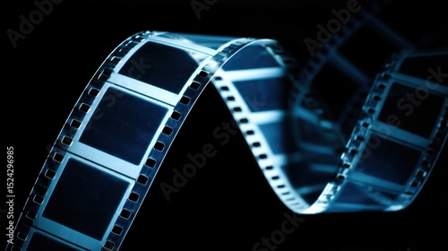 35mm photographic film reel curving gracefully against black background