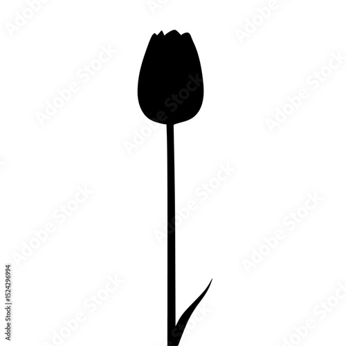a black silhouette of a tulip on a transparent background black, flower, icon, silhouette, tulip , Generative art.