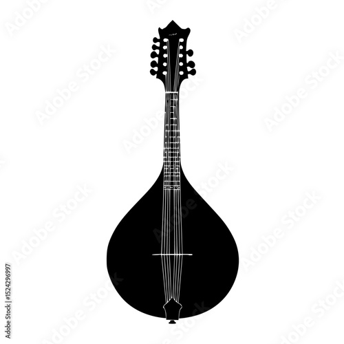 a black silhouette of an acoustic guitar on a transparent background black, guitar, icon, instrument, silhouette , Generative art.