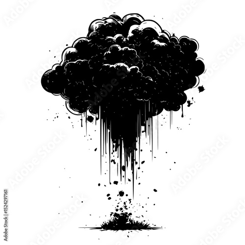 black and white digital art of a spray paint splash art, black, explosion , Generative art.