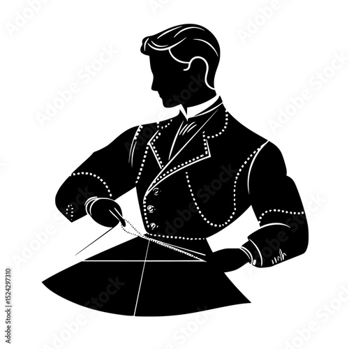 a black silhouette of a man dressed in a suit black, dress, hand, illustration, man, silhouette, style, suit , Generative art.