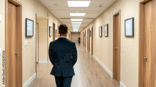 Wallpaper Mural A businessman stands in a hallway, reflecting professionalism in an office environment. Torontodigital.ca