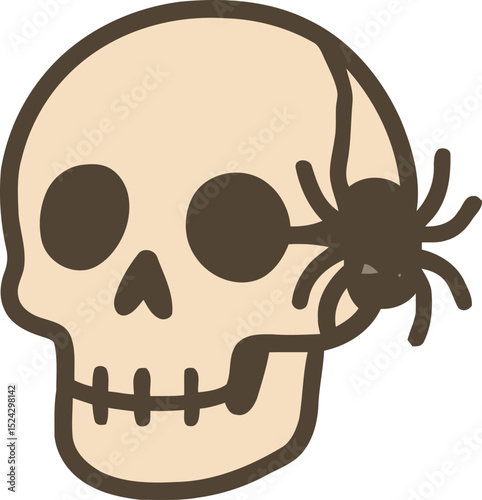 Vector of simple skull with spider, 