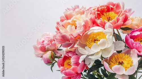 Wallpaper Mural bouquet of peonies on a grey background Torontodigital.ca