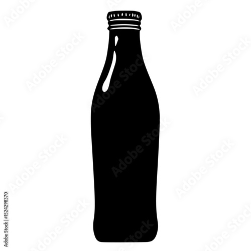 a black and white icon of a bottle black, bottle, cap, icon, silhouette , Generative art.